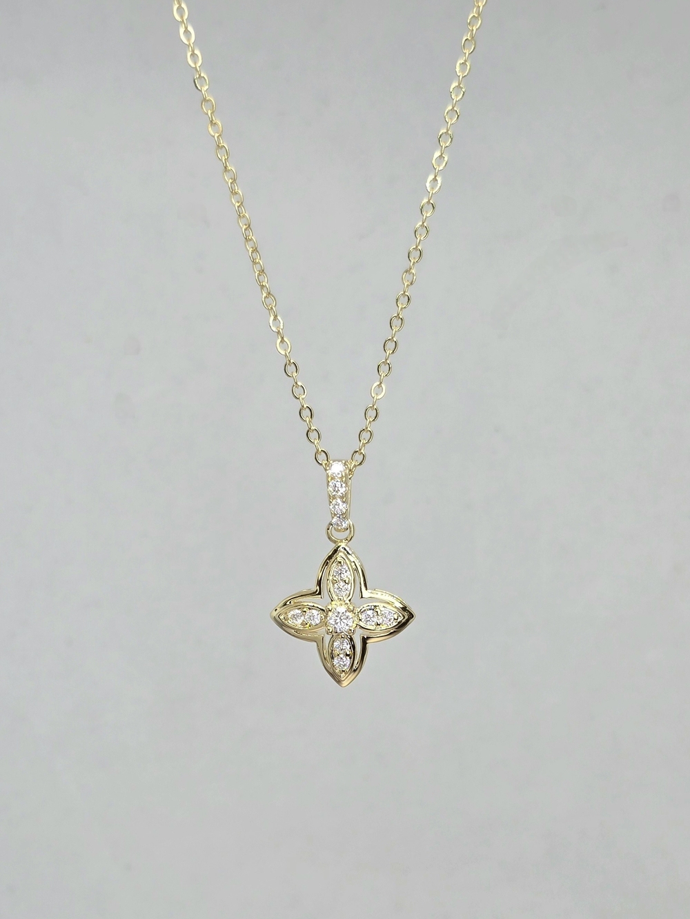 14k Gold-Filled Floral Moissanite Pendant Necklace